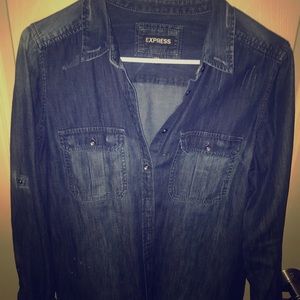 Express Womens lightly distressed chambray shirt